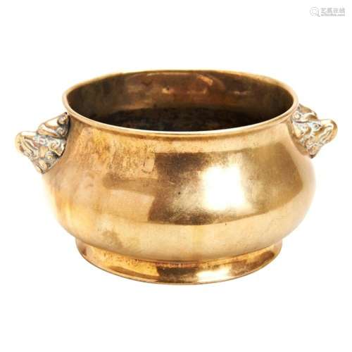 SMALL BRONZE CENSER  XUANDE SIX CHARACTER MARK BUT 17TH / 18...