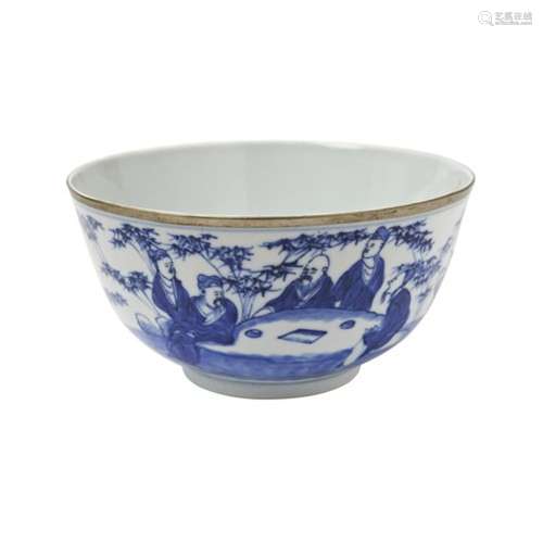 BLUE AND WHITE 'SCHOLARS' BOWL QING DYNASTY, 19TH CENTURY pa...