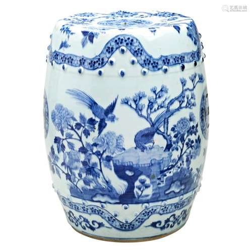 BLUE AND WHITE GARDEN SEAT QING DYNASTY, 19TH CENTURY painte...