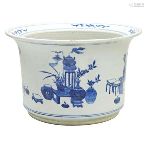 LARGE BLUE AND WHITE JARDINIERE  QING DYNASTY, 19TH CENTURY ...