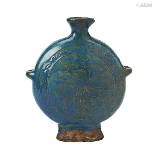 TURQUOISE-GLAZE 'LOTUS' MOONFLASK  MING DYNASTY, 16TH CENTUR...