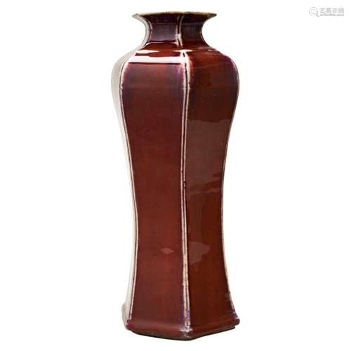 FLAMBE GLAZE HEXAGONAL BALUSTER VASE QING DYNASTY, 19TH CENT...