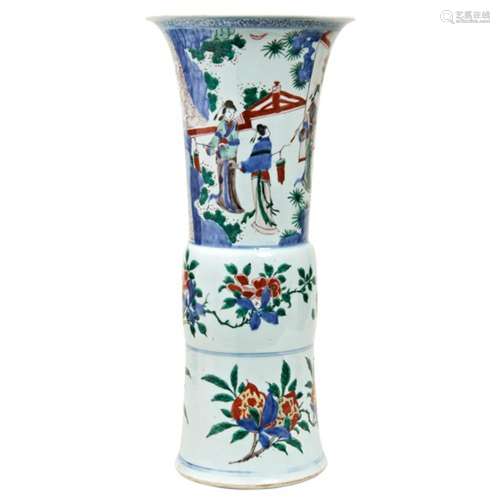 LARGE WUCAI BEAKER VASE  TRANSITIONAL PERIOD, 17TH CENTURY t...