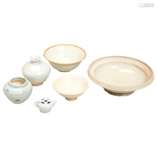 SIX 'QINGBAI' POTTERY PIECES SONG DYNASTY comprising a small...