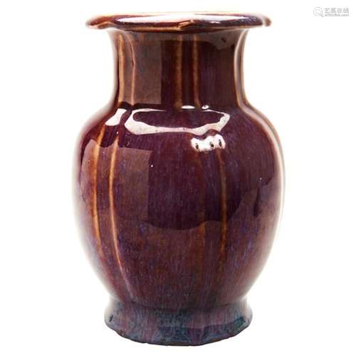 FLAMBE-GLAZE POMEGRANATE VASE QING DYNASTY the baluster side...