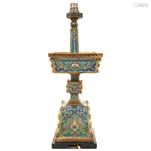 CLOISONNÉ ENAMEL ALTAR CANDLESTICK QING DYNASTY, EARLY 18TH ...