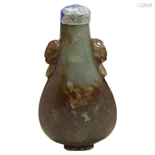 CARVED JADE SNUFF BOTTLE QING DYNASTY, 18TH CENTURY of flatt...