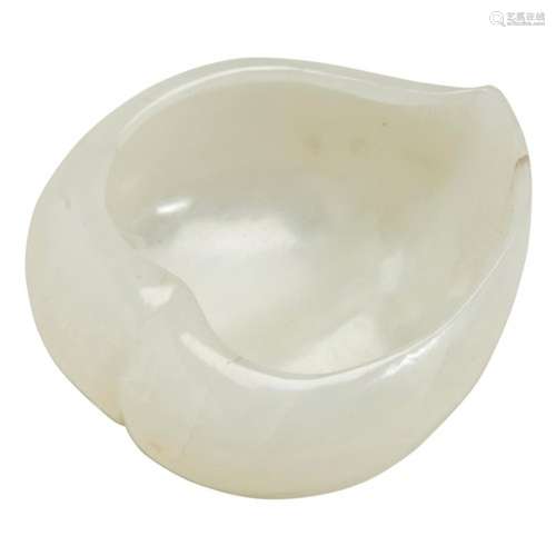 FINE WHITE JADE PEACH-FORM BRUSH WASHER QING DYNASTY, 18TH C...