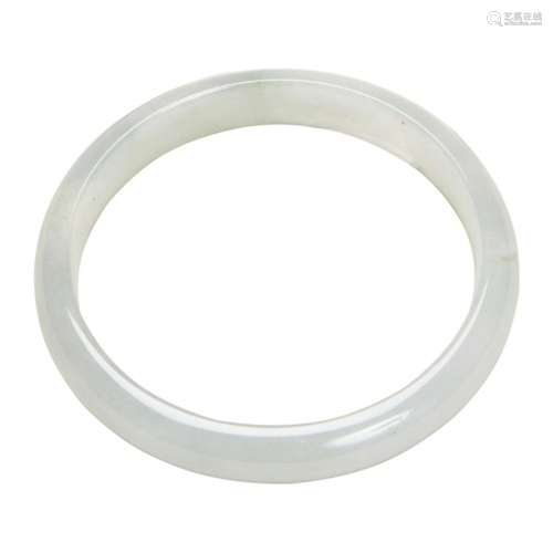 JADEITE BANGLE semi-cylindrical jadeite bangle of colourless...