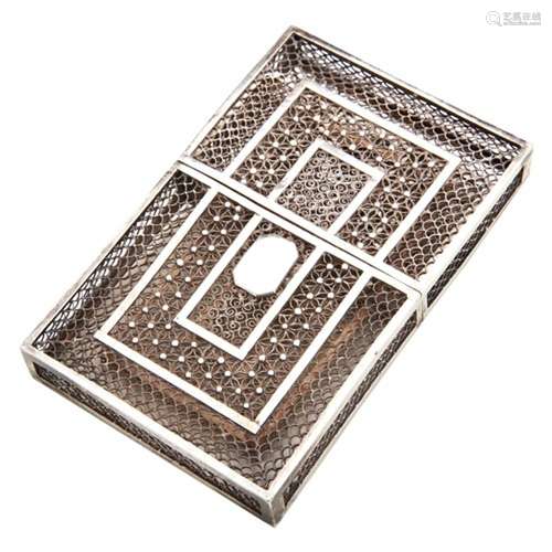 CHINESE EXPORT SILVER FILIGREE CARD CASE QING DYNASTY, 19TH ...