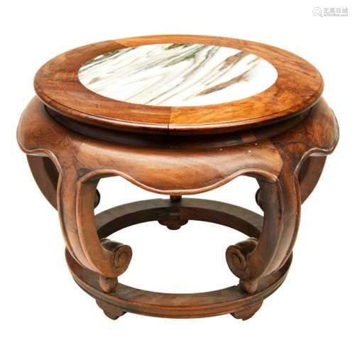 HARDWOOD AND 'DREAMSTONE' MARBLE PANEL STAND QING DYNASTY, 1...