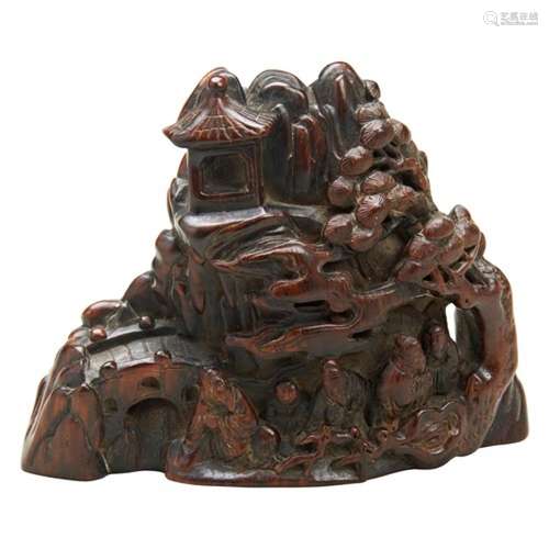 FINE CARVED HUANGHUALI MOUNTAIN QING DYNASTY, 18TH / 19TH CE...