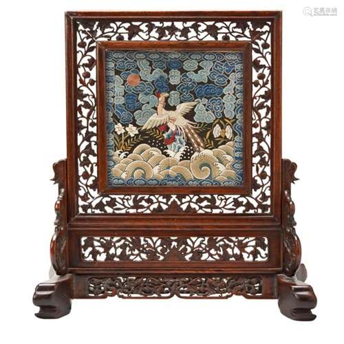 CARVED HARDWOOD TABLE SCREEN QING DYNASTY, 19TH CENTURY of t...