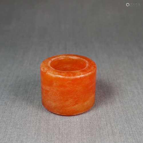 Chinese Carved Yellow Jade Archery Ring