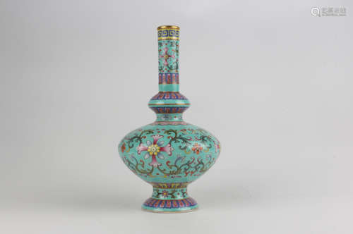 Color Enameled Vase with Tower-shaped Tube, Qianlong Reign P...