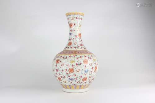 Famille-rose Enameled Vase with Happiness and Longevity Patt...