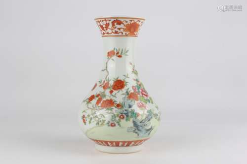 Famille-rose Enameled Vase with Rich and Honored Pattern in ...