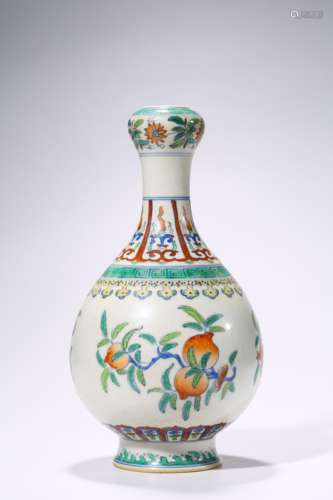 Contrasting Colored Garlic-shaped Vase with Floral and Fruit...