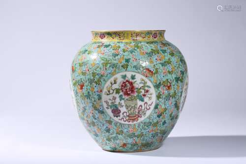 Famille-rose Enameled Jar with Fulushou(Three Lucky Men) Pat...