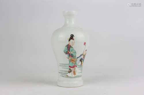 Famille-rose Enameled Plum Vase with Maids Pattern, Yongzhen...