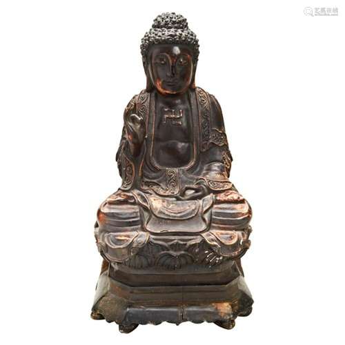 LARGE LACQUERED WOOD AMIDA BUDDHA LATE EDO / MEIJI PERIOD se...