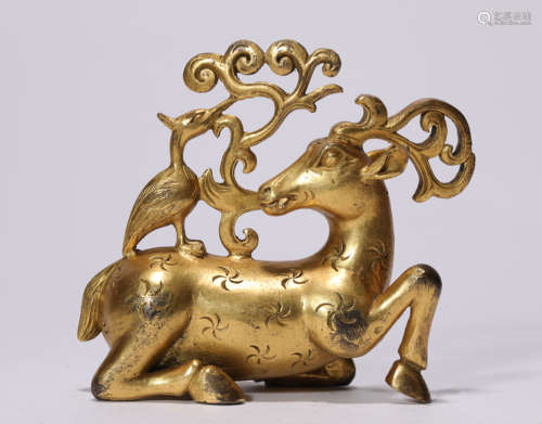 Gilded Copper Deer Ornament