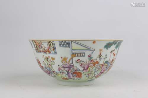 Famille-rose Enameled Bowl with Hundred Kids Pattern, Daogua...