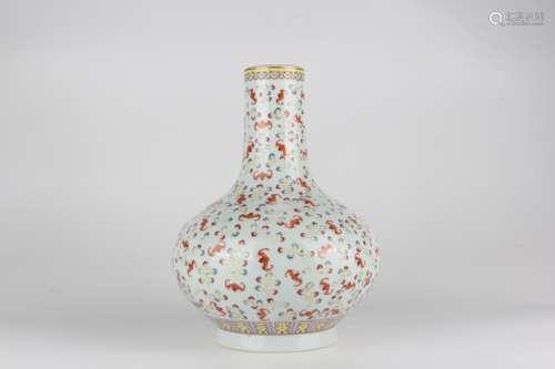 Famille-rose Enameled Vase with Gold-traced Design of Happin...