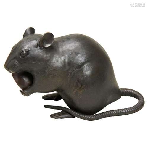 JAPANESE BRONZE RAT MEIJI PERIOD (1868-1912) realistically c...