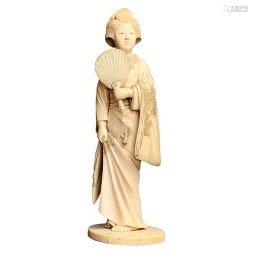 JAPANESE IVORY OKIMONO OF A GEISHA, MEIJI PERIOD the geisha ...