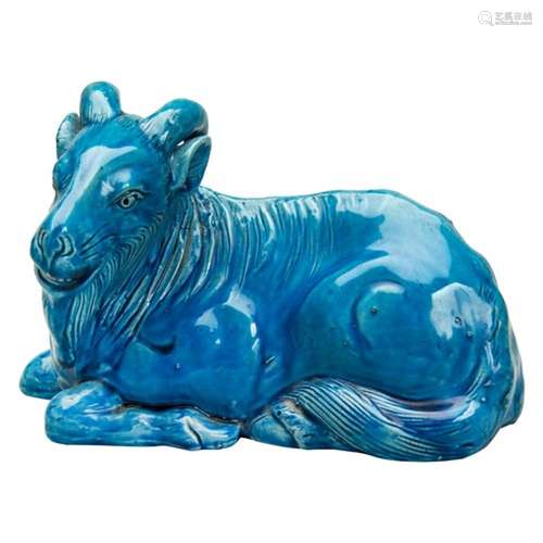 RARE TURQUOISE-GLAZE FIGURE OF A GOAT QING DYNASTY, 19TH CEN...