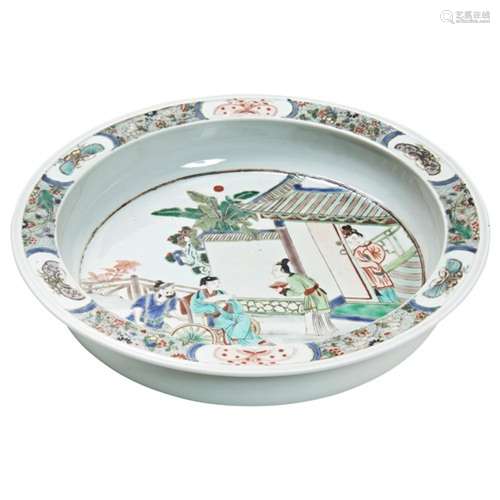 LARGE FAMILLE VERTE BASIN 19TH / 20TH CENTURY painted in col...