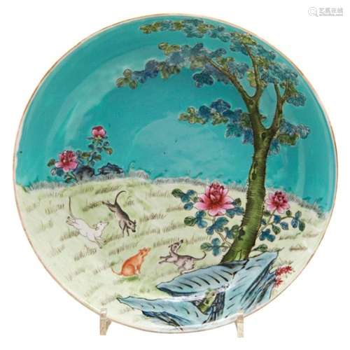 FAMILLE ROSE LOW BOWL JIAQING SEAL MARK AND OF THE PERIOD pa...