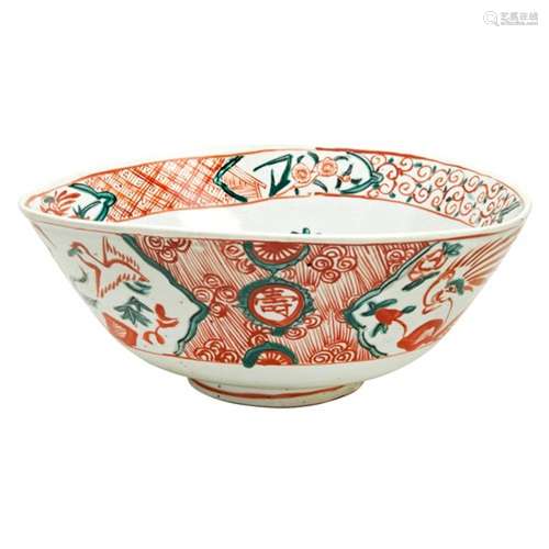 LARGE FAMILLE VERTE SWATOW BOWL 17TH CENTURY decorated with ...