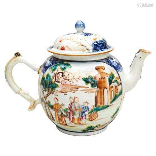 CHINESE EXPORT UNDERGLAZE BLUE AND MANDERIN PALETTE PUNCH PO...