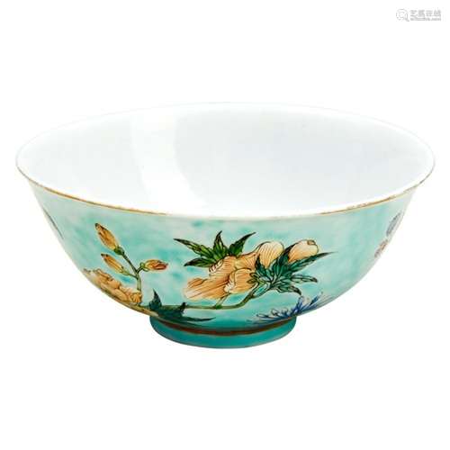 TURQUOISE-GROUND 'DAYAZHAI' FAMILLE ROSE BOWL GUANGXU SIX CH...