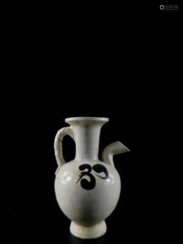 Small White Glazed Pitcher with Stippling Design