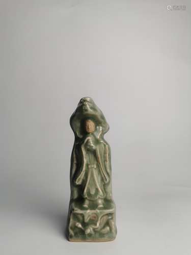 Celadon Glazed Bodhisattva Porcelain Sculpture, Longquan War...