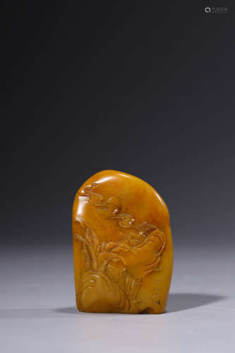 Seal with Landscape and Figure Design, Wu Jun