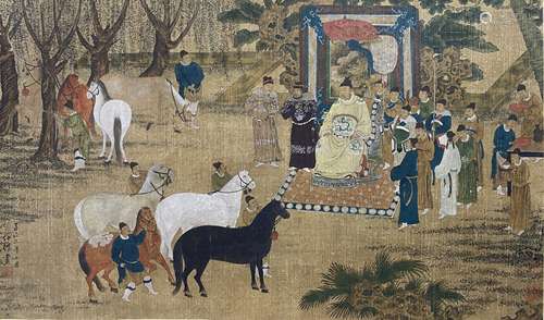 Emperor Xuanzong watching Horses, Core Mirror, Zhao Yong