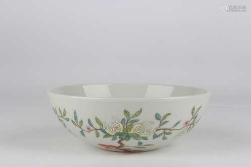 Famille-rose Enameled Bowl with Sanduo Pattern and Felicity ...