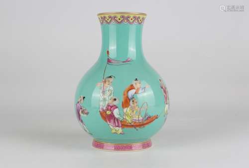 Famille-rose Enameled Vase with Children Playing Pattern on ...