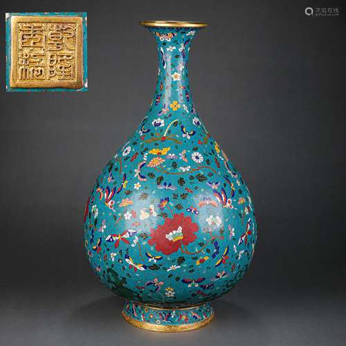 BRONZE CLOISONNE YU HU CHUN VASE, QIANLONG PERIOD OF THE QIN...