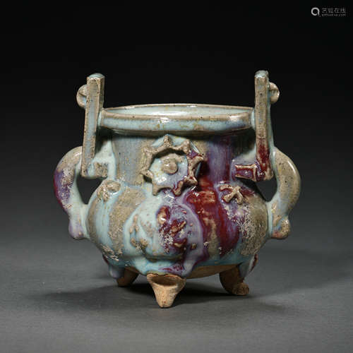 JIN DYNASTY, CHINESE JUN WARE SKY BLUE AND RED GLAZED DOUBLE...