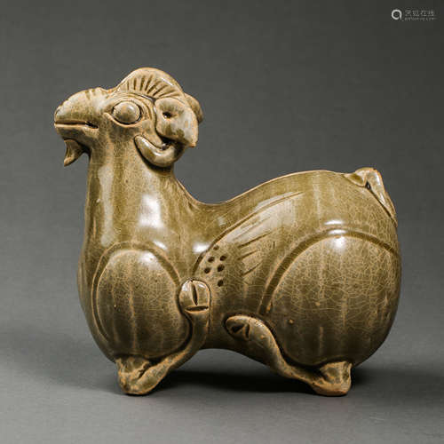 YUE WARE CELADON SHEEP STATUE ZUN, THE SOUTHERN AND NORTHERN...