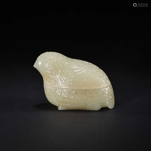 HETIAN JADE BIRD-SHAPED POWDER BOX, QING DYNASTY, CHINA