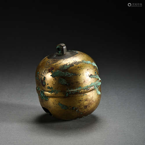 GILT BRONZE HORSE BELL, LIAO DYNASTY, CHINA