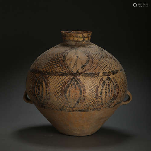 CHINESE MAJIAYAO CULTURAL PAINTED POTTERY DOUBLE SERIES JAR