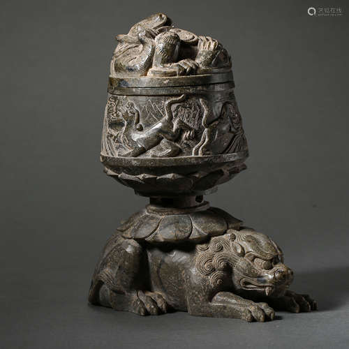 STONE LION INCENSE BURNER, TANG DYNASTY, CHINA