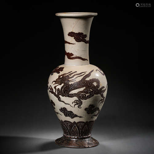 CHINESE SONG DYNASTY, CIZHOU WARE WHITE GROUND BLACK FLOWER ...